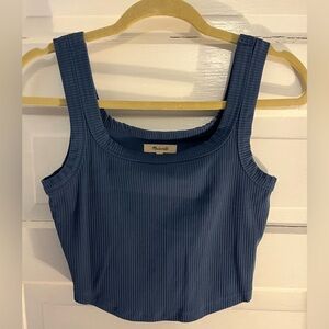 Madewell Blue Ribbed Cropped Tank Top